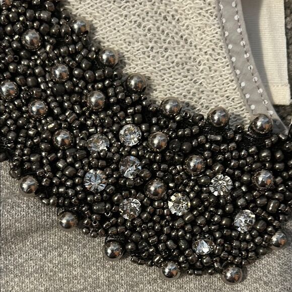 Anthropologie Gray Sweater with Embellished Collar - Picture 9 of 10